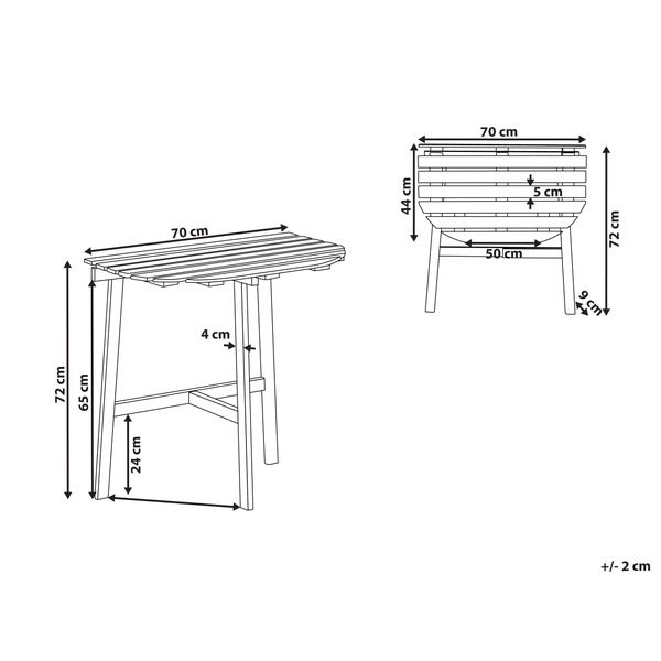 Outdoor Bistrotisch OSIGO 44 cm 70 cm Akazienholz Braun