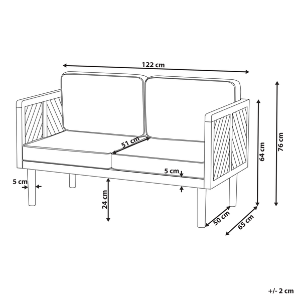 Gartensofa 2-Sitzer BARATTI Akazienholz Braun