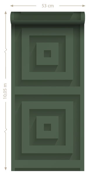 Origin Wallcoverings Tapete 3D-Quadrate Dunkelgrün - 50 x 900 cm - 347974