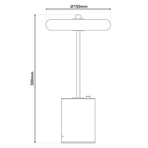 Akku Tischleuchte SETA grau 30 cm hoch aus Metall und Beton, mit fest verbauter LED