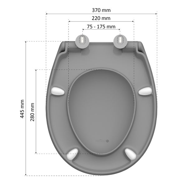 instmaier WC Sitz | Made in Germany | Toilettendeckel mit Absenkautomatik | Klobrille Grau Glanz | Oval | mit Schnellverschluss | Duroplast