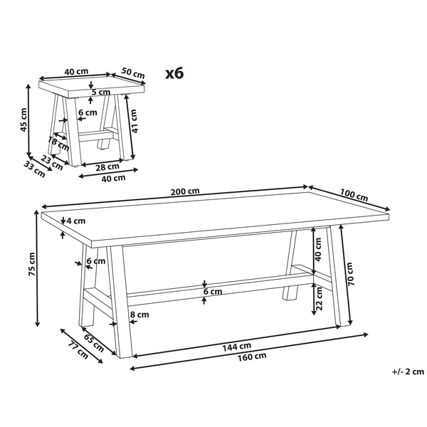 Gartenmöbel Set mit Hockern 6-Sitzer TONNARE Beton Grau