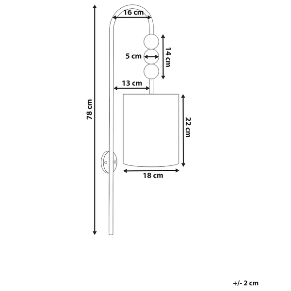 Abmessungen der Wandleuchte