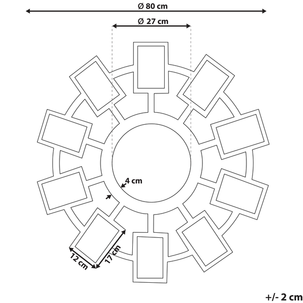 Produktmaßzeichnung mit einer Länge von 90 cm und einer Breite von 60 cm.