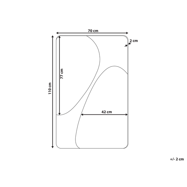 Technische Zeichnung eines Duschpaneels mit Maßangaben.