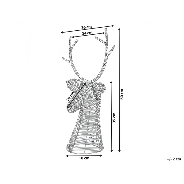 Abbildung mit Maßangaben eines Deko-Hirschs