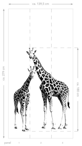 ESTAhome Fototapete Giraffen Schwarz und Weiß - 139,5 cm x 2,79 m - 158701