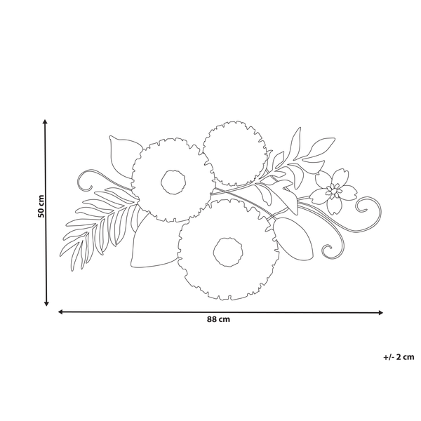 Abmessungen einer Blumenwanddekoration: 88 cm breit und 50 cm hoch