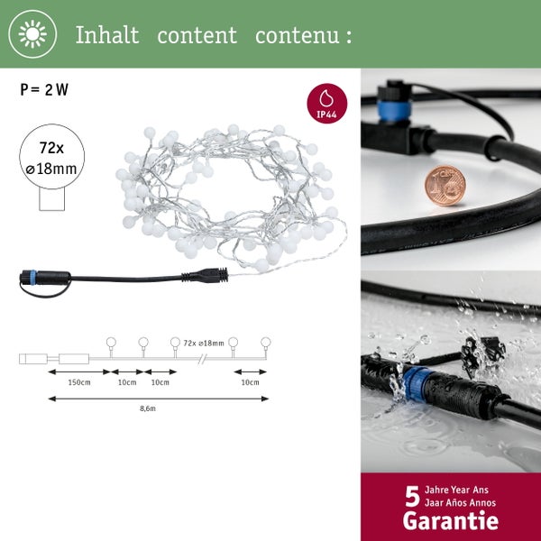 Atmosphärische Terrassenszene mit warmweißer Plug and Shine Beleuchtung