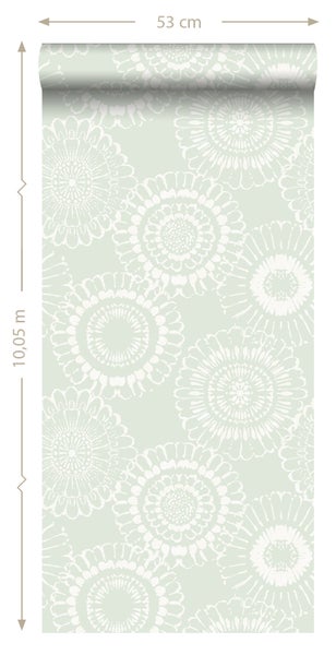 ESTAhome Tapete Blumen Mintgrün - 53 cm x 10.05 m - 128861
