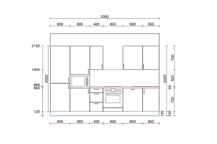 Küchenplan mit Maßen