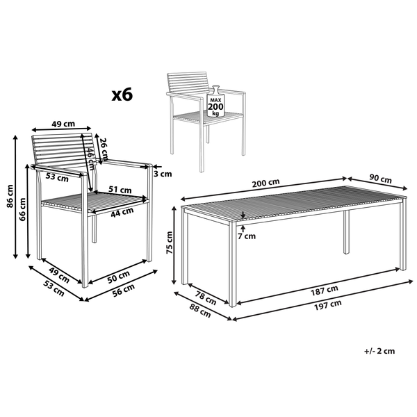 Gartenmöbel Set 6-Sitzer VIAREGGIO FSC® zertifiziertes Teakholz Braun