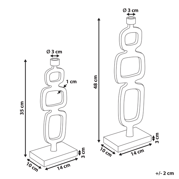 Abmessungen von zwei Dekoleuchten