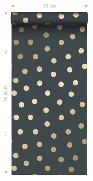 ESTAhome Tapete Punkte Graublau und Gold - 53 cm x 10.05 m - 139246