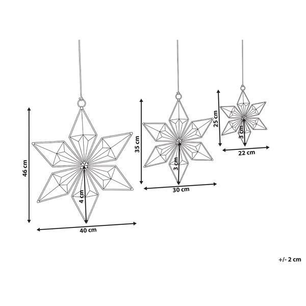 Abmessungen von drei hängenden Sternen als Dekoration