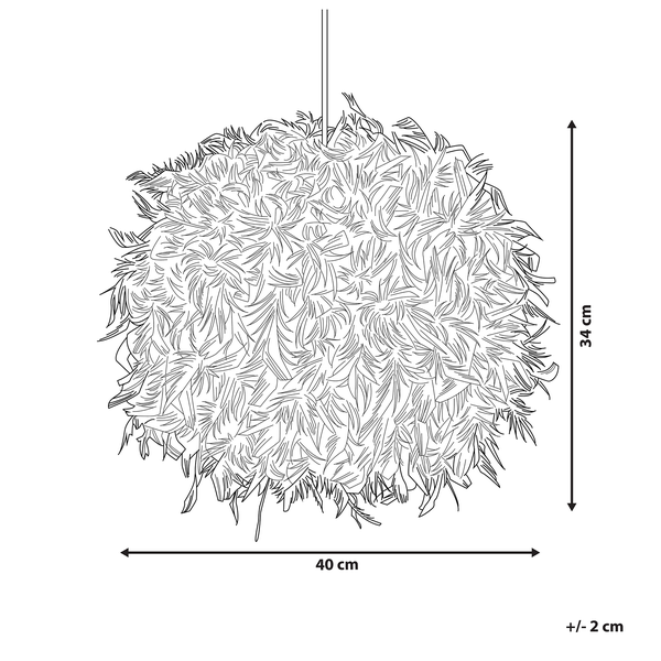 Skizze einer Pendelleuchte mit Federn, Durchmesser circa 40 cm