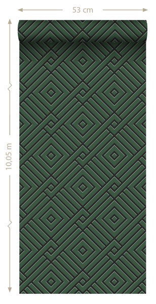 Origin Wallcoverings Tapete 3D grafisches Motiv Dunkelgrün - 50 x 900 cm - 347981