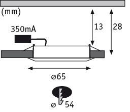 LED Möbeleinbauleuchten Spiegelschrank rund 65mm 2x2,5W 2x180lm 230/12V 3000K Weiß matt