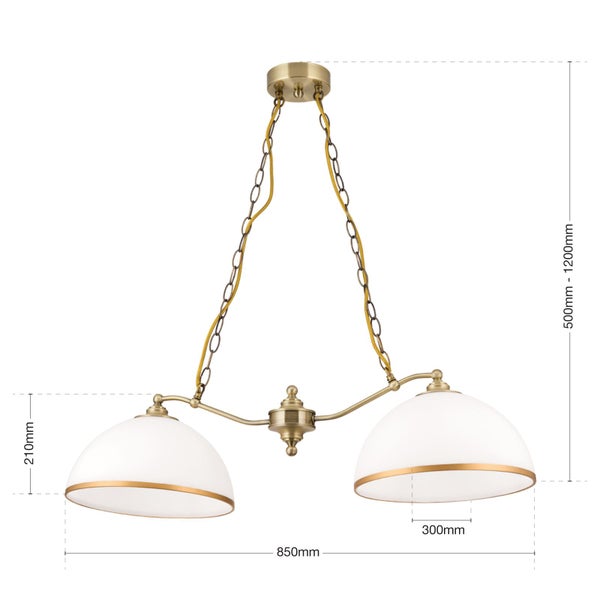 Hängeleuchte Old Style 2-flammig antik Milchglas