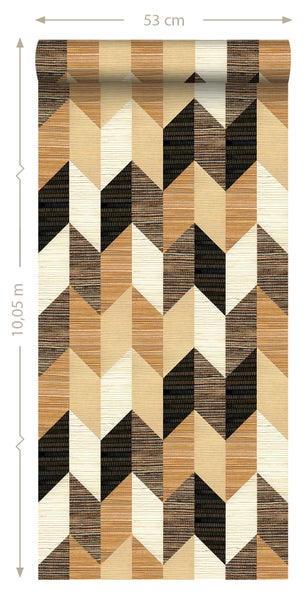 Origin Wallcoverings XXL-Vliestapete 3D Grasmuster Schwarz, Beige und Creme-Beige - 50 x 900 cm - 357214