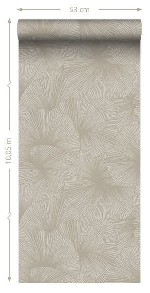 Origin Wallcoverings Tapete 3D Muster Blätter Taupe - 53 cm x 10.05 m - 348007