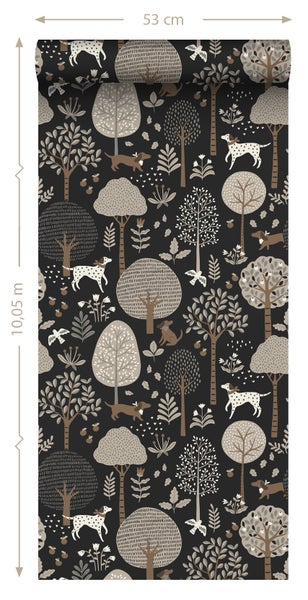 ESTAhome Tapete Hunde Schwarz - 50 x 900 cm - 139714