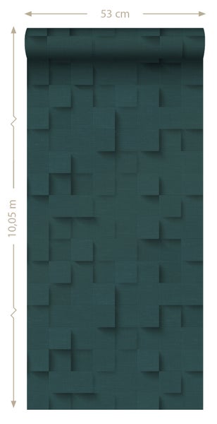 Origin Wallcoverings Tapete 3D-Würfel Petrolblau - 50 x 900 cm - 347901