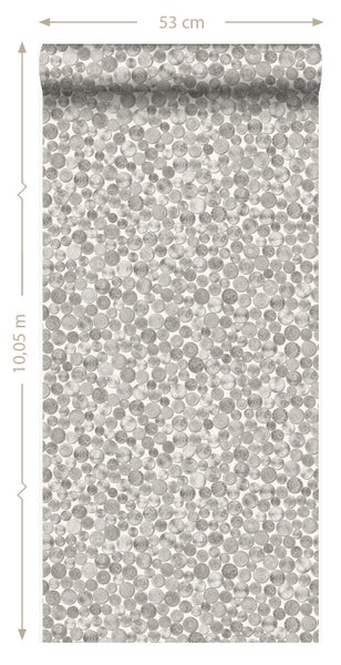 Origin Wallcoverings Tapete metallische Münzen Elfenbeinweiß und Grau - 53 cm x 10.05 m - 347459