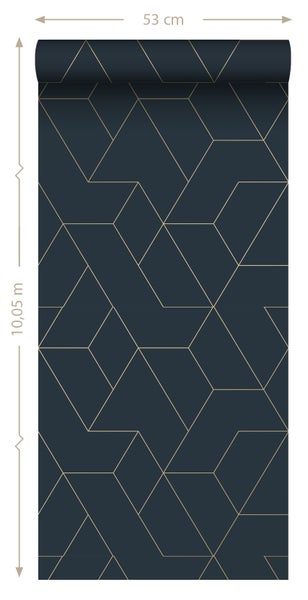 Origin Wallcoverings Tapete grafische Linien Dunkelblau und Gold - 50 x 900 cm - 347908