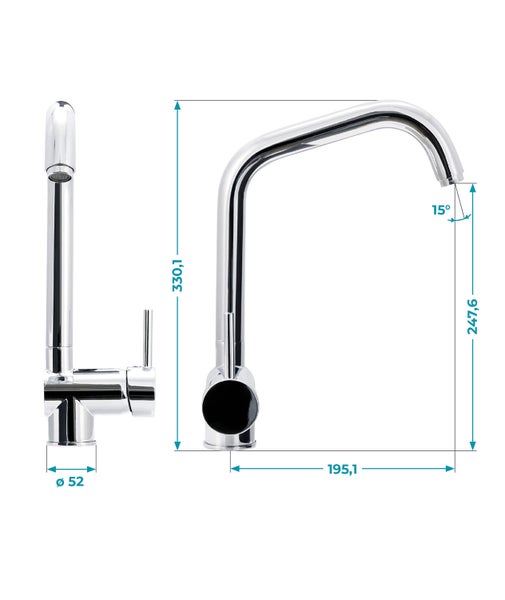 Calmwaters® Klappbare Vorfensterarmatur Honest Extra, Wasserhahn Küche, Spültischarmatur für Unterfenstermontage, drehbar & abnehmbar, Einhebelmischer, Keramikkartusche, Messing, Chrom, 12PZ5070