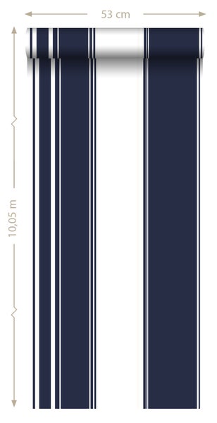 ESTAhome Tapete Streifen Marineblau - 53 cm x 10.05 m - 136417