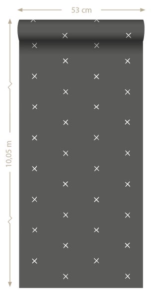 ESTAhome Tapete grafisches Motiv Grauschwarz - 53 cm x 10.05 m - 139070