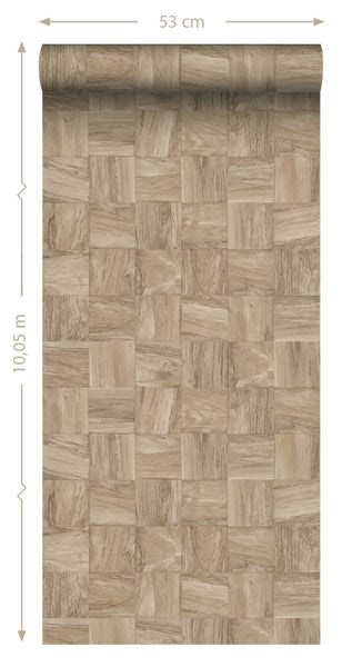 Origin Wallcoverings Tapete quadratische Holzstücke Beige - 50 x 900 cm - 347930