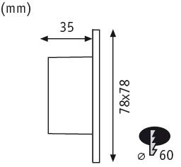LED Wandeinbauleuchte Wall eckig 78x35mm 1,1W 65lm 230V 2700K Weiß