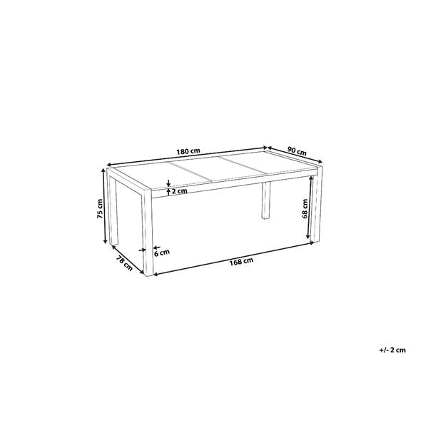 Gartentisch COSOLETO 180 cm 90 cm Glas Weiß