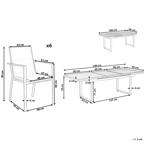 Gartenmöbel Set 6-Sitzer VALCANETTO/BUSSETO Metall Schwarz