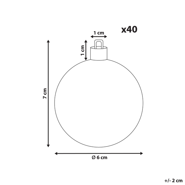 Abbildung einer Weihnachtskugel mit Größenangaben