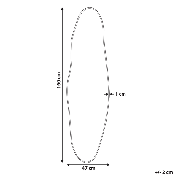 Skizze eines Teiches mit den Maßen 160 x 47 Zentimeter