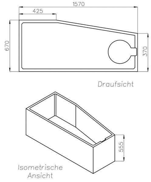 Calmwaters® Wannenträger 160 x 70 cm Essential Small, Passend für Eck-Badewanne 160x70 cm, Linke Ausführung, Styroporträger, Schall- und wärmedämmend, Direkt verfliesbar, Weiß, 03AX4977