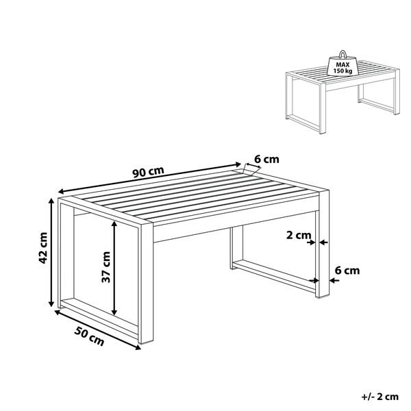 Outdoor Couchtisch SALERNO Metall Dunkelgrau