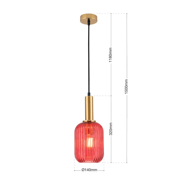 Hängeleuchte Carneva Bronze mit rotem Glas