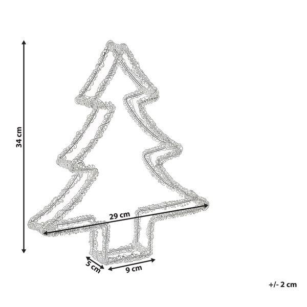 Abmessungen einer Baum-Lichterkette, 34 cm hoch und 29 cm breit