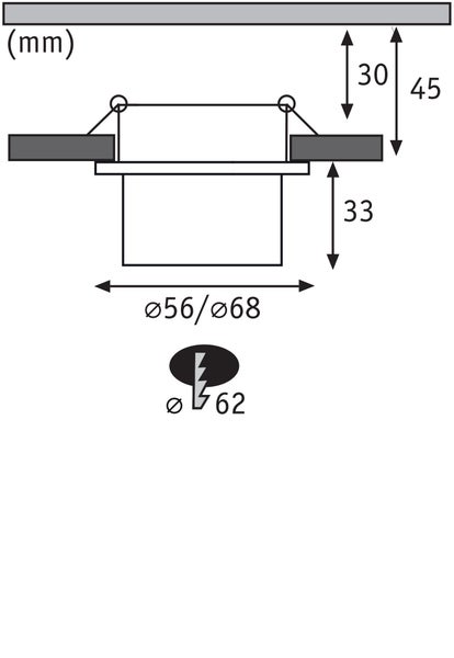LED Einbauleuchte 3-Step-Dim Gil Coin IP44 rund 68mm Coin 6W 470lm 230V dimmbar 2700K Weiß matt, Eisen gebürstet
