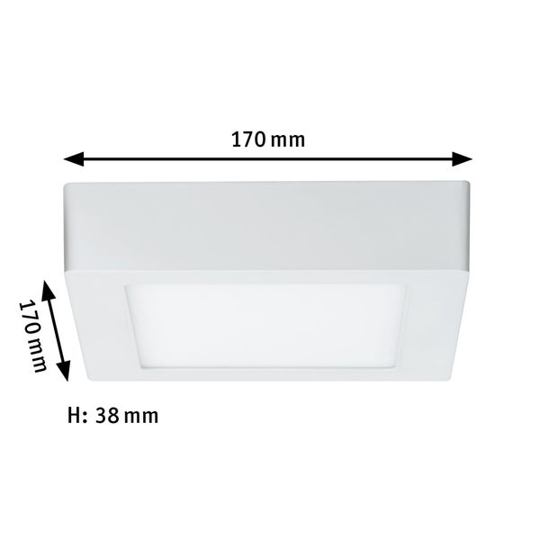 LED Panel Lunar eckig 170x170mm 11W 760lm 3000K Weiß matt
