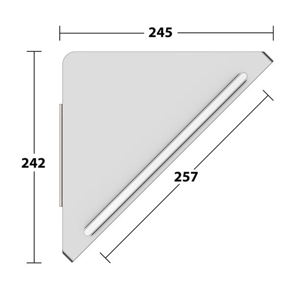 KEUCO Edition 400 Eck-Duschablage aus Aluminium, mit Duschabzieher, 24,5 x 24,2 cm, silber-eloxiert/weiß