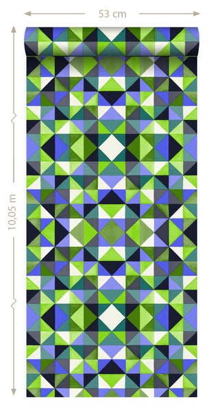 Origin Wallcoverings Tapete kubistisches Muster Grün - 53 cm x 10.05 m - 346914