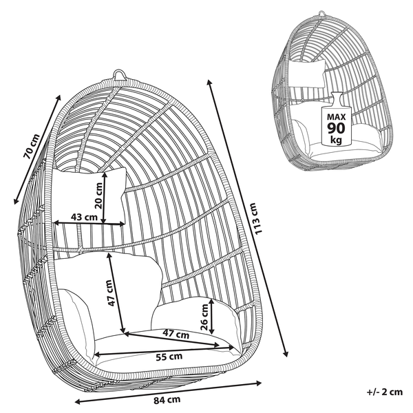 Hängesessel CASOLI Polyrattan Grau