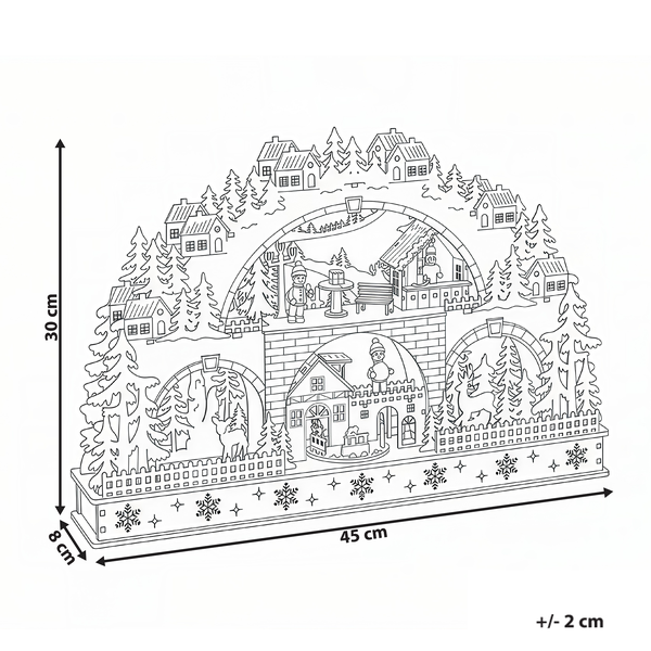 Weihnachtsleuchter mit Winterdorf, 45 cm breit, 30 cm hoch