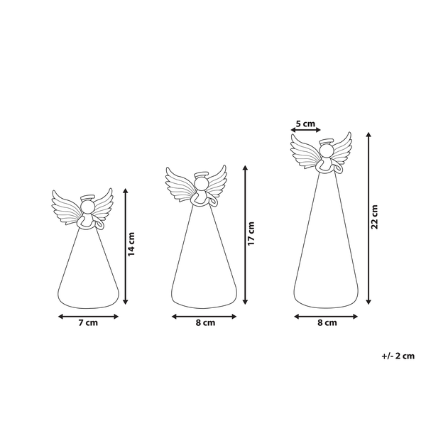 Dekofigur Glas weiß Engelform mit LED-Beleuchtung 3er Set KITTILA
