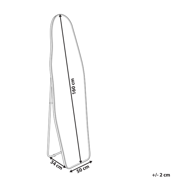 Freistehender Spiegel mit den Maßen 160 cm Höhe, 50 cm Breite und 34 cm Tiefe.